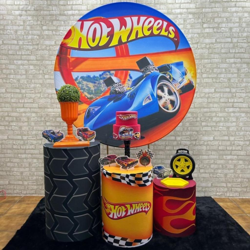 Alugue Tema Para Festa Decoração Hot Wheels Tecido ( Modelo 2 ) - Tallentos Decorações 