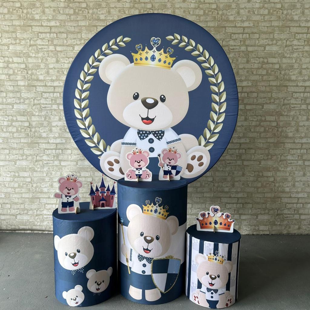 Alugue Tema Para Festa Decoração Ursinho Príncipe Tecido ( Modelo 1 ) - Tallentos Decorações 