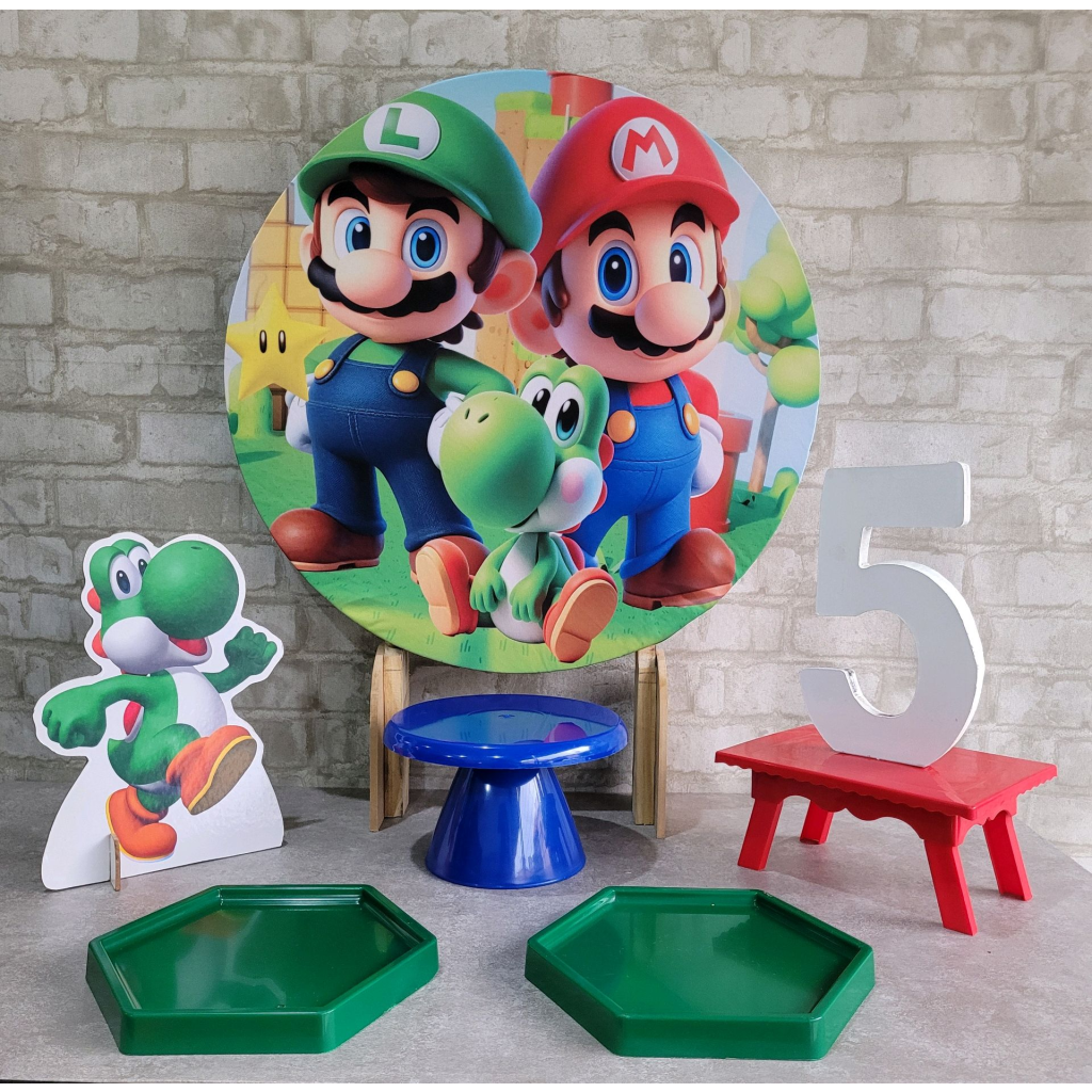 Alugue Tema Para Festa Na Mesa Decoração Mario Bros - Tallentos Decorações 