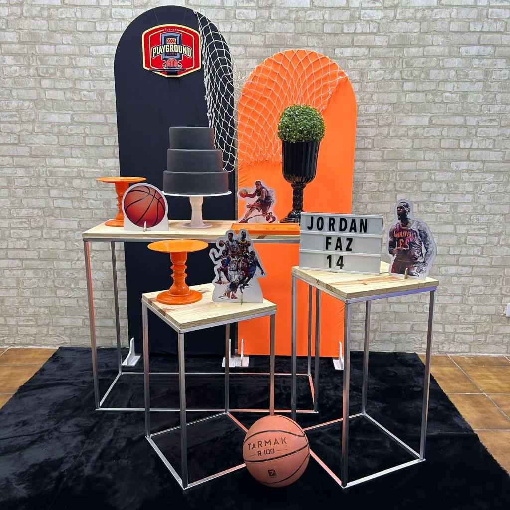 Alugue Tema Para Festa Decoração Basquete Tecido ( Modelo 3 ) - Tallentos Decorações 