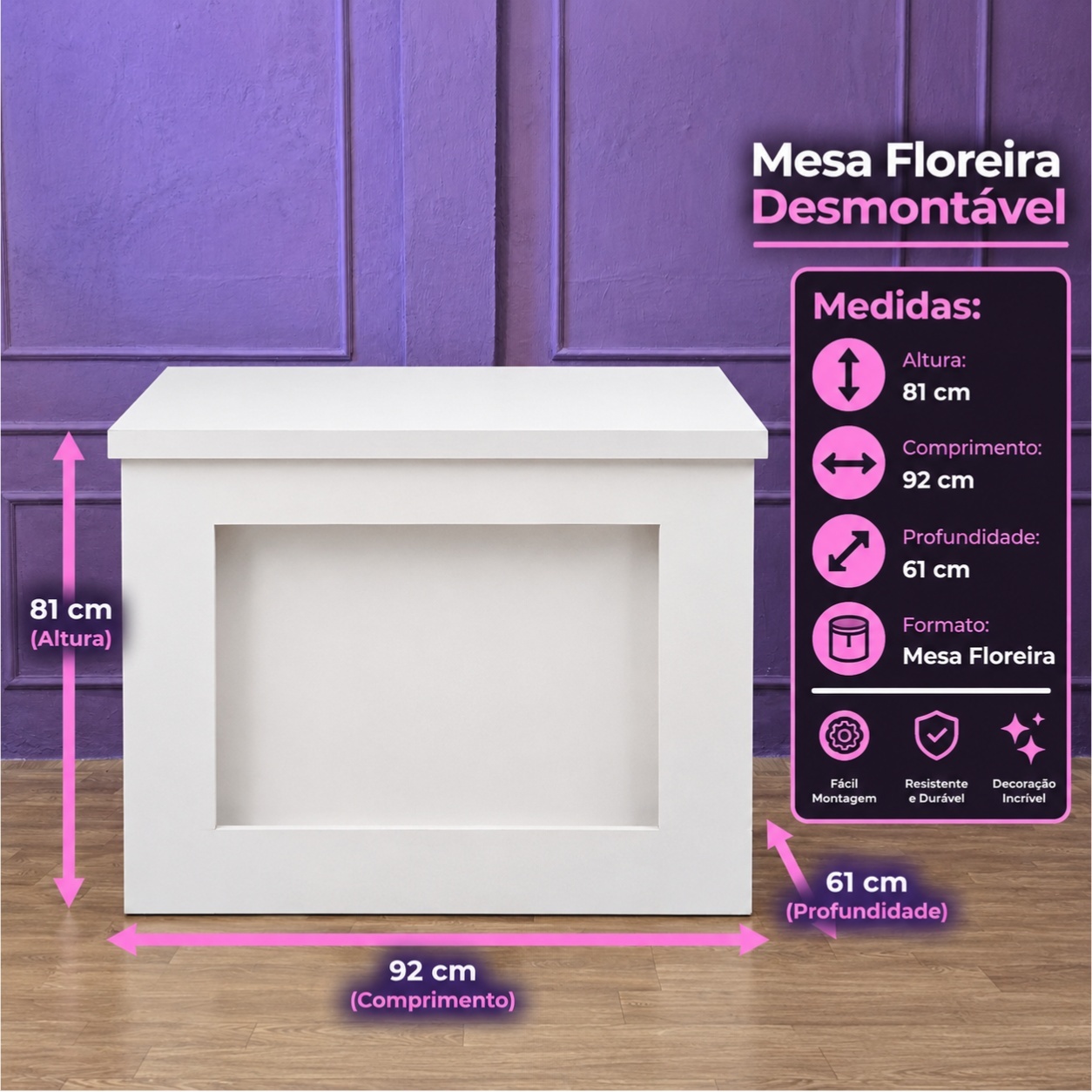 Alugue Mesa Floreira Branca - Tallentos Decorações 