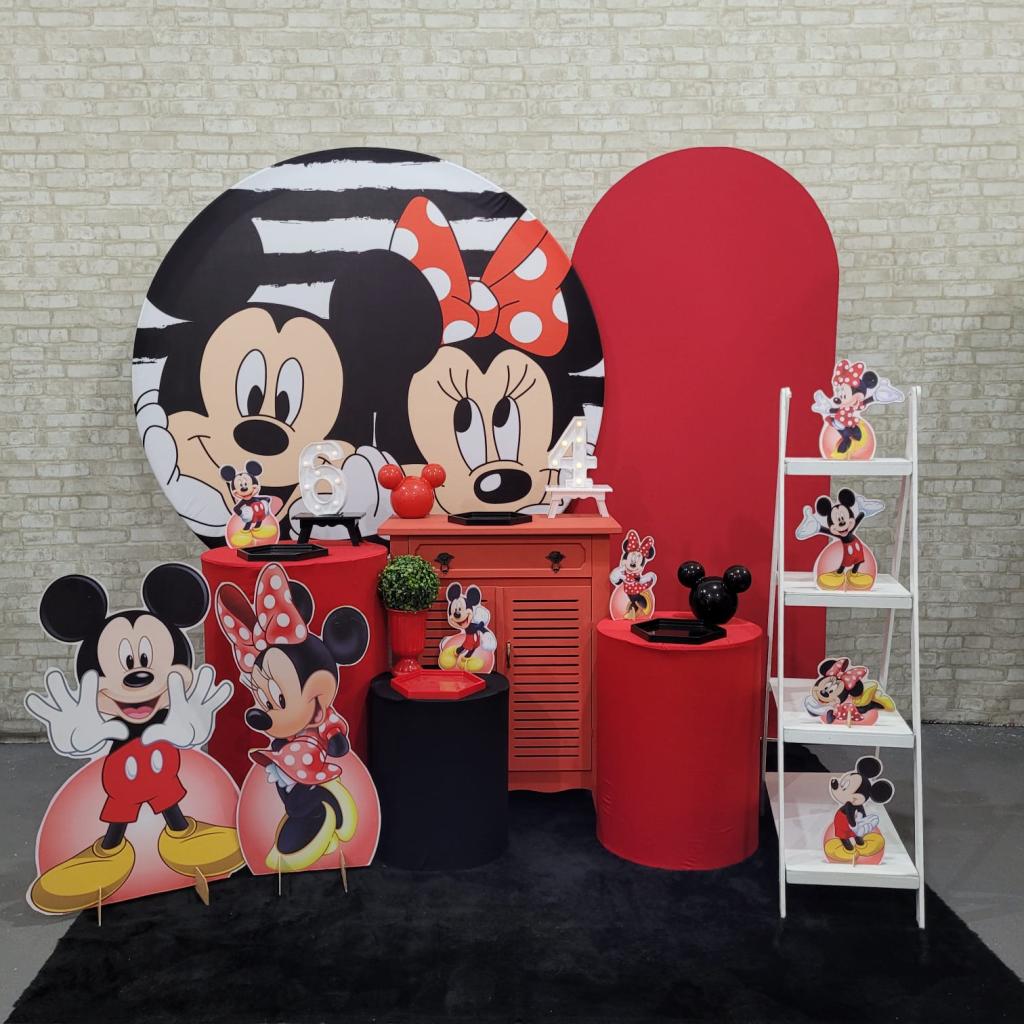 Alugue Tema Para Festa Decoração Minnie E Mickey Tecido ( Modelo 3 ) - Tallentos Decorações 