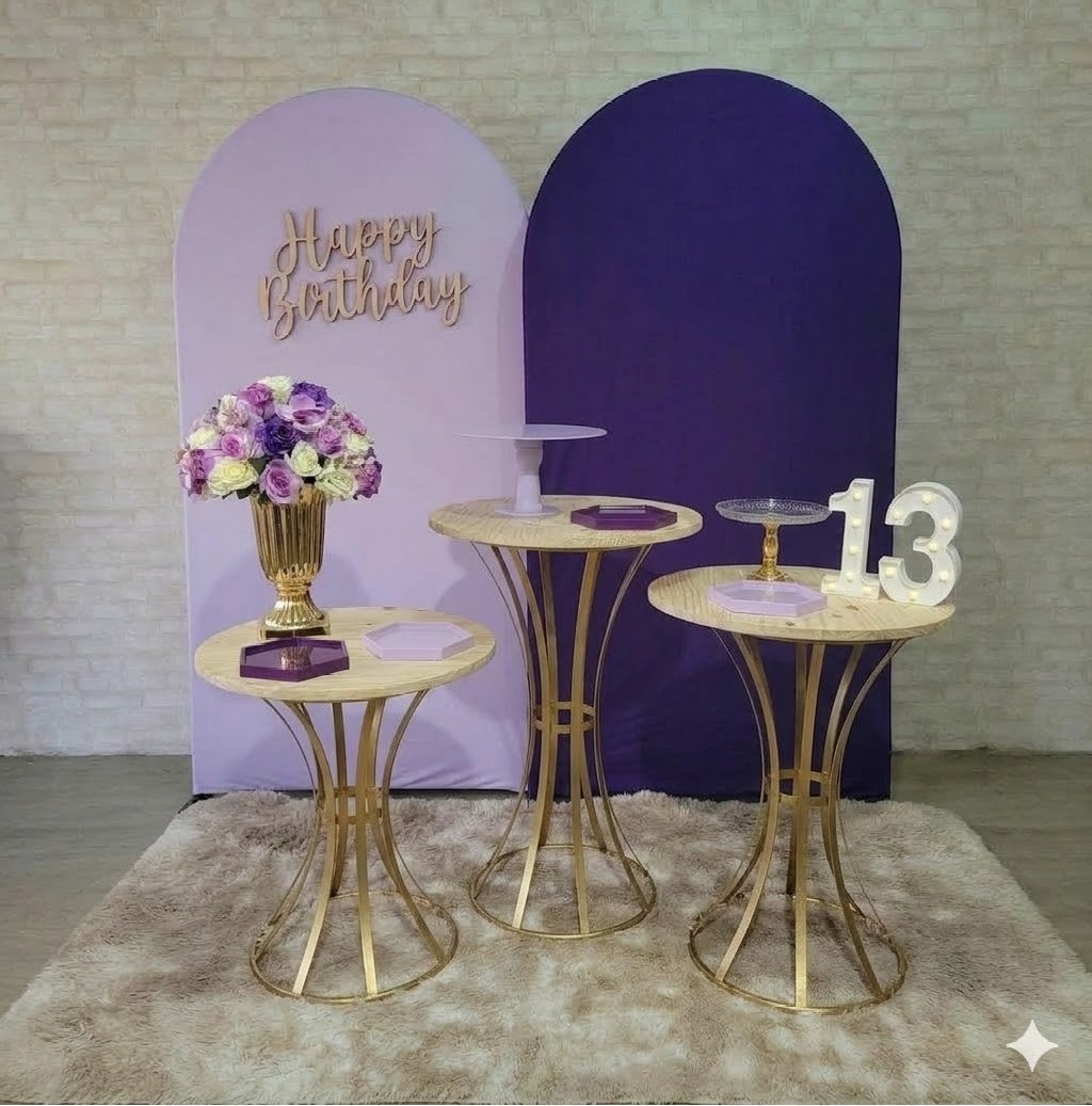 Alugue Tema Para Festa Decoração Happy Lílas E Roxo Tecido - Tallentos Decorações 