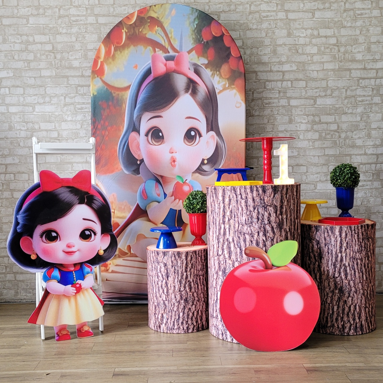 Alugue Tema Para Festa Decoração Branca de Neve Baby Tecido ( Modelo 2 ) - Tallentos Decorações 