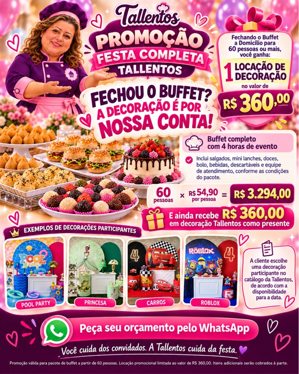 Tallentos Serviço de Buffet A Domicílio Para 60 Pessoas - Tallentos Decorações 