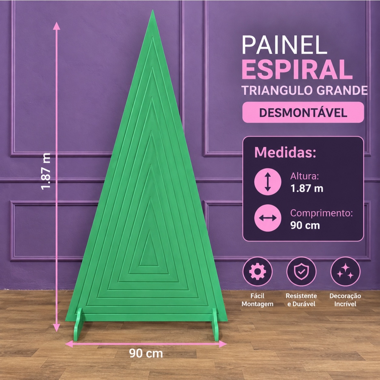 Alugue Painel Triangulo Verde - Tallentos Decorações 