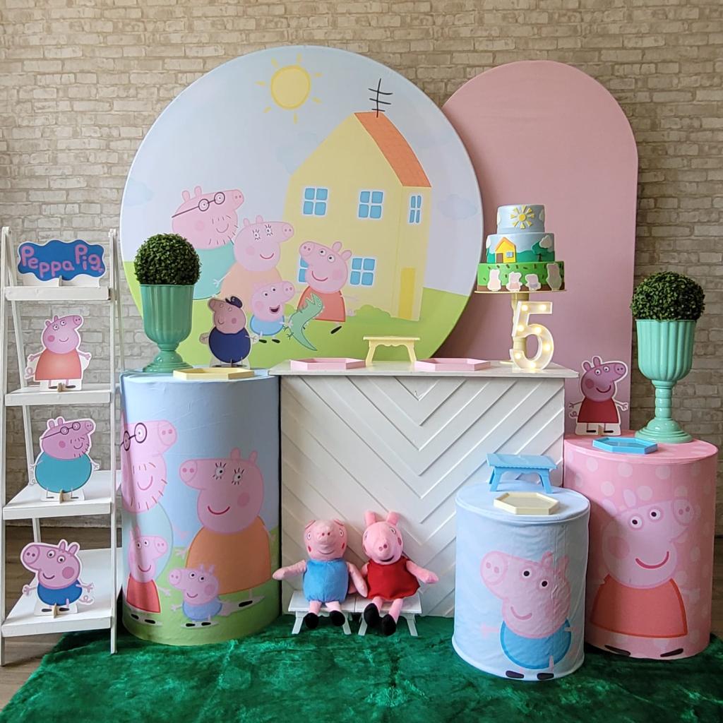 Alugue Tema Para Festa Decoração Peppa Pig Tecido ( Modelo 4 ) - Tallentos Decorações 