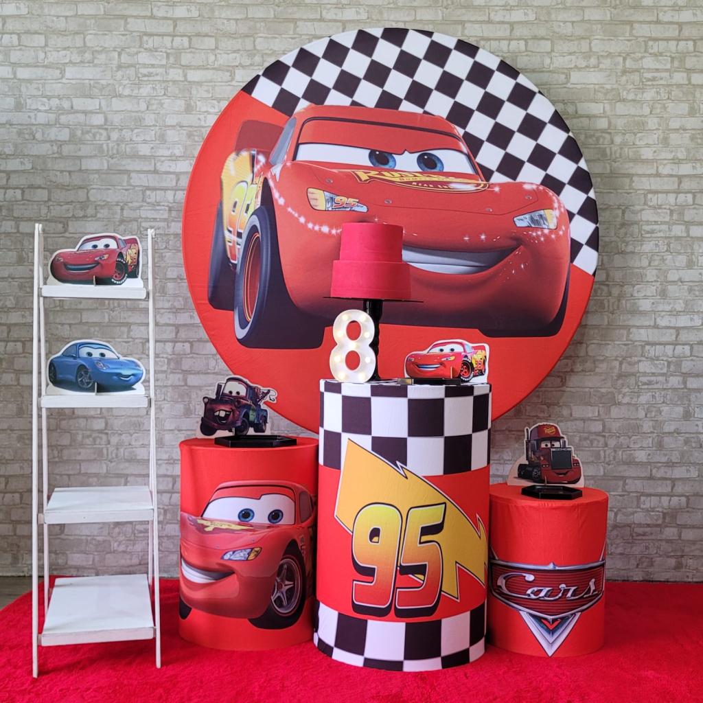 Alugue Tema Para Festa Decoração Relâmpago Mcqueen Tecido ( Modelo 2 ) - Tallentos Decorações 