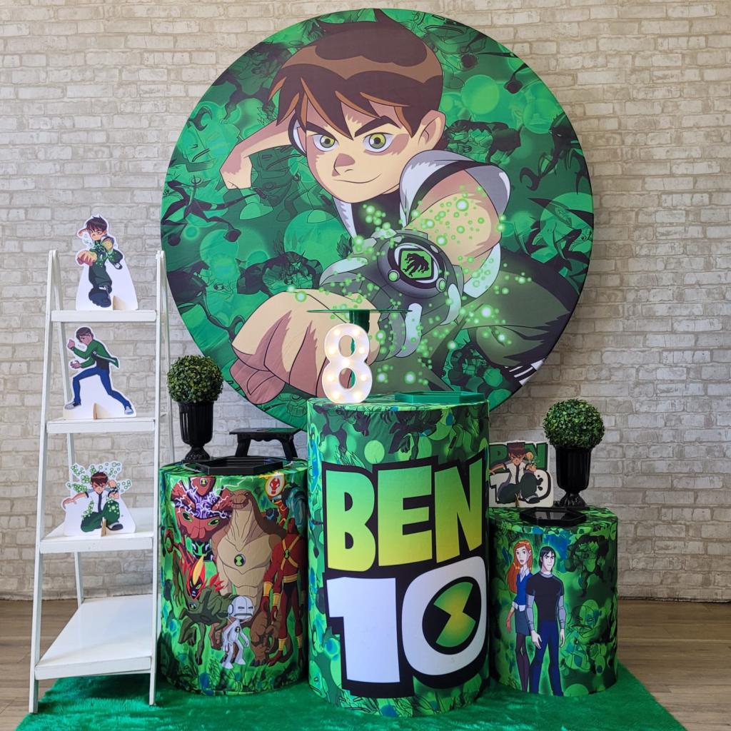 Alugue Tema Para Festa Decoração Ben 10 Tecido ( Modelo 2 ) - Tallentos Decorações 