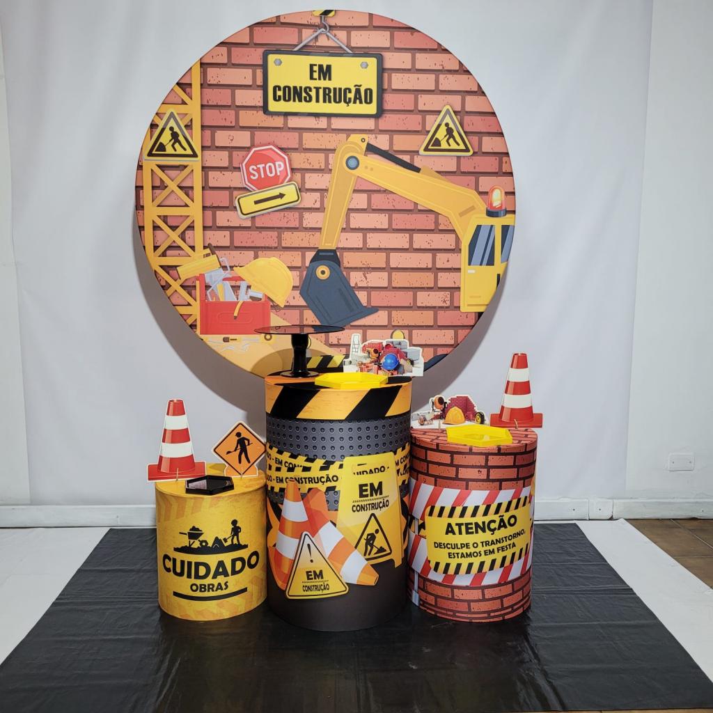 Alugue Tema Para Festa Decoração Construção Civil Tecido ( Modelo 1 ) - Tallentos Decorações 