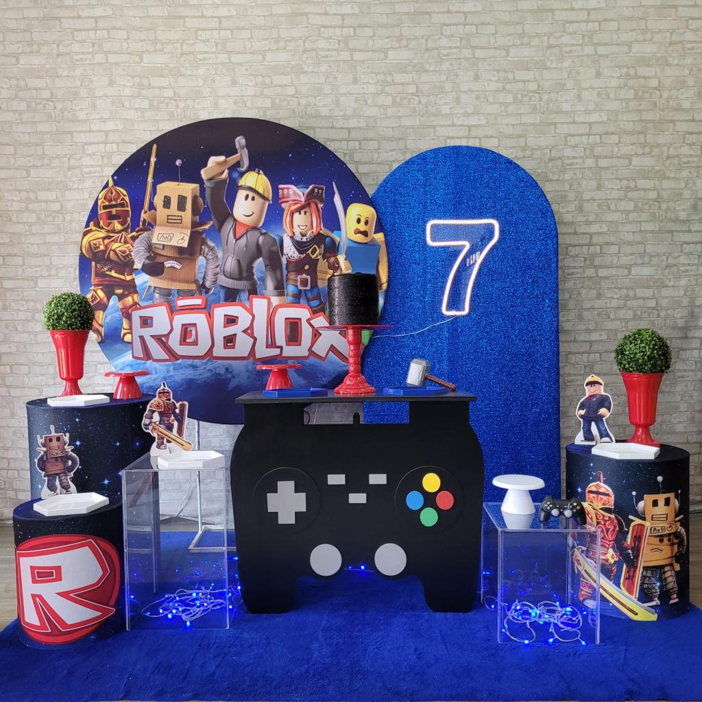 Alugue Tema Para Festa Decoração Roblox Tecido ( Modelo 4 ) - Tallentos Decorações 