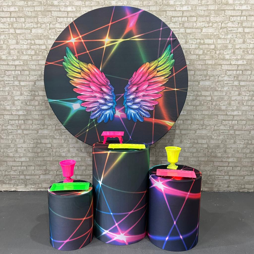 Alugue Tema Para Festa Decoração Neon Tecido ( Modelo 1 ) - Tallentos Decorações 