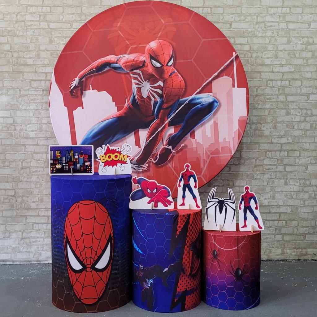 Alugue Tema Para Festa Decoração Homem Aranha Tecido ( Modelo 4 ) - Tallentos Decorações 