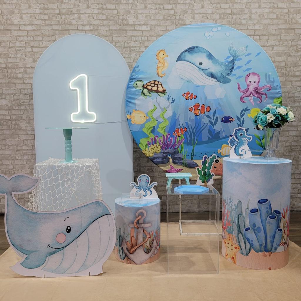 Alugue Tema Para Festa Decoração Fundo Do Mar Menino Tecido ( Modelo 3 ) - Tallentos Decorações 