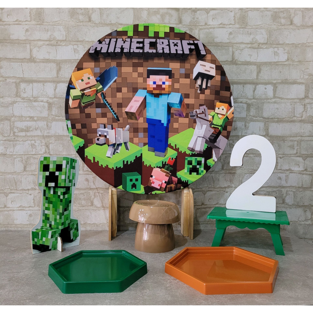 Alugue Tema Para Festa Na Mesa Decoração Minecraft - Tallentos Decorações 