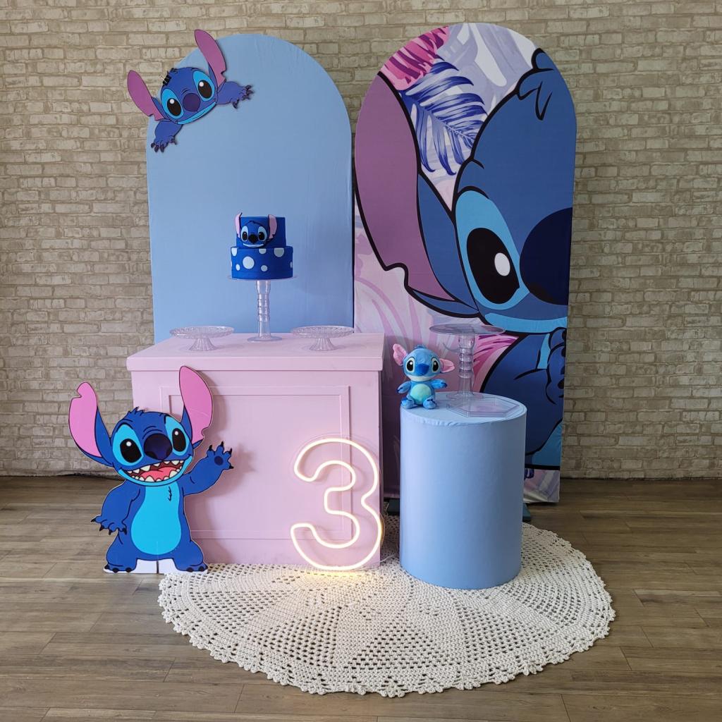 Alugue Tema Para Festa Decoração Lilo Stitch Tecido ( Modelo 8 ) - Tallentos Decorações 