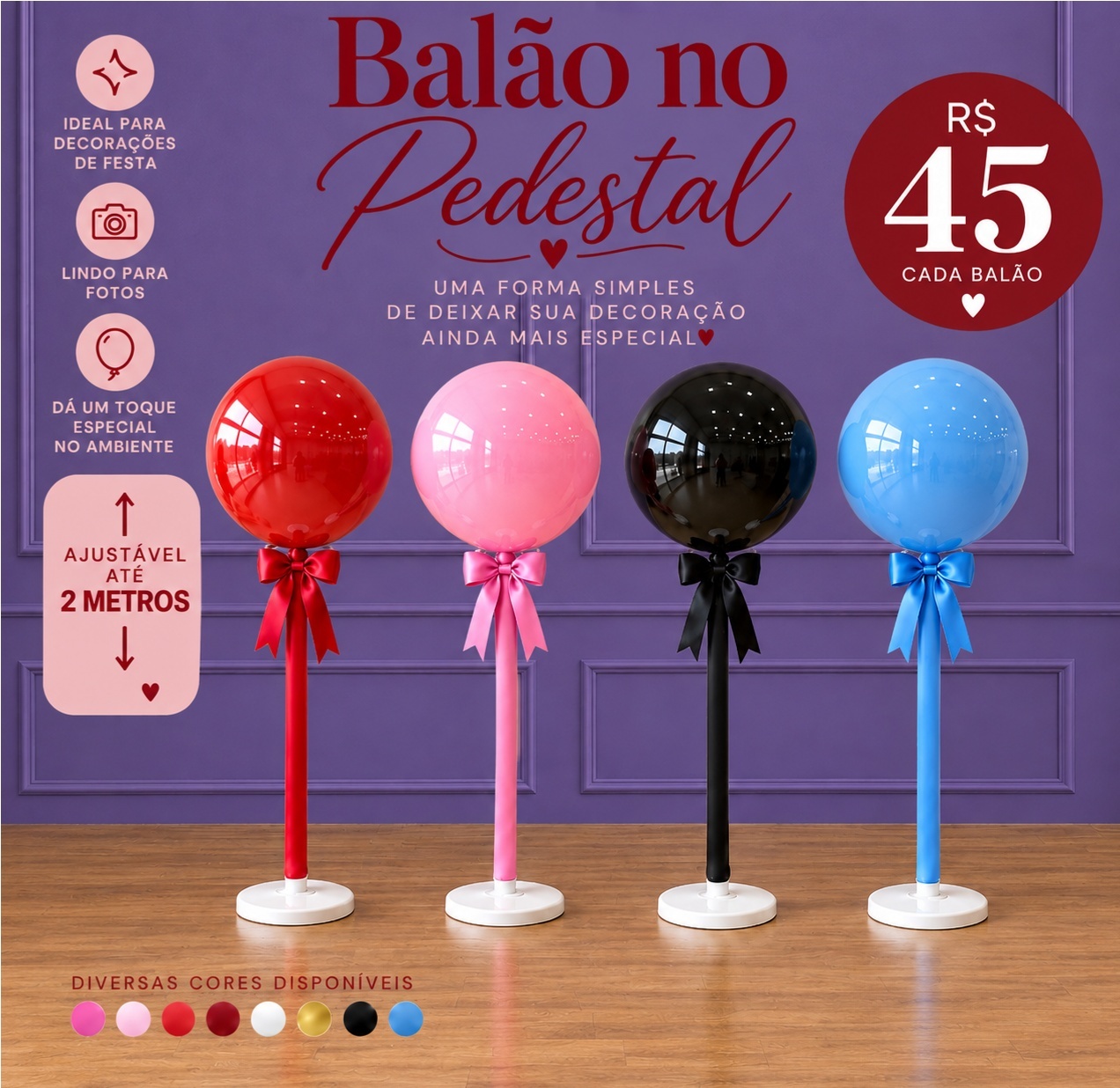 Balão No Pedestal Bubble - Tallentos Decorações 