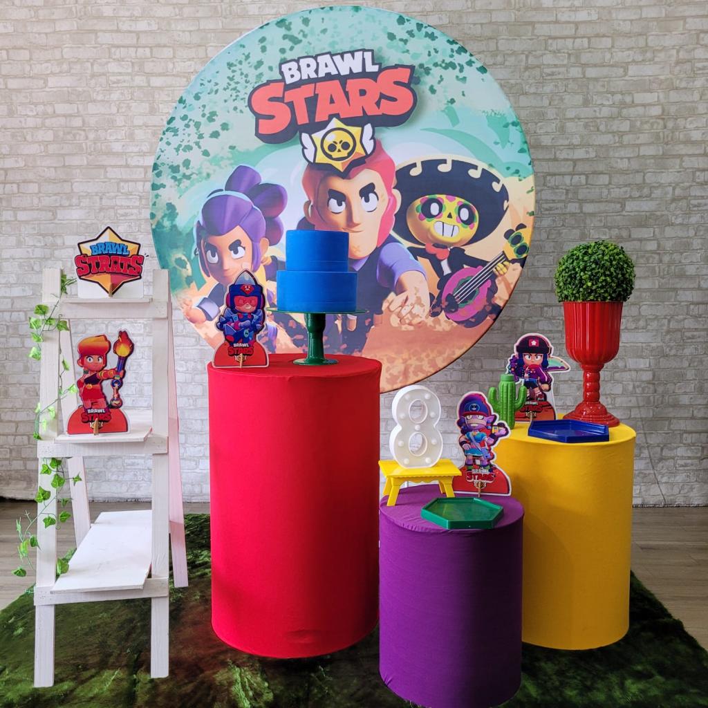 Alugue Tema Para Festa Decoração Brawl Star Tecido ( Modelo 2 ) - Tallentos Decorações 