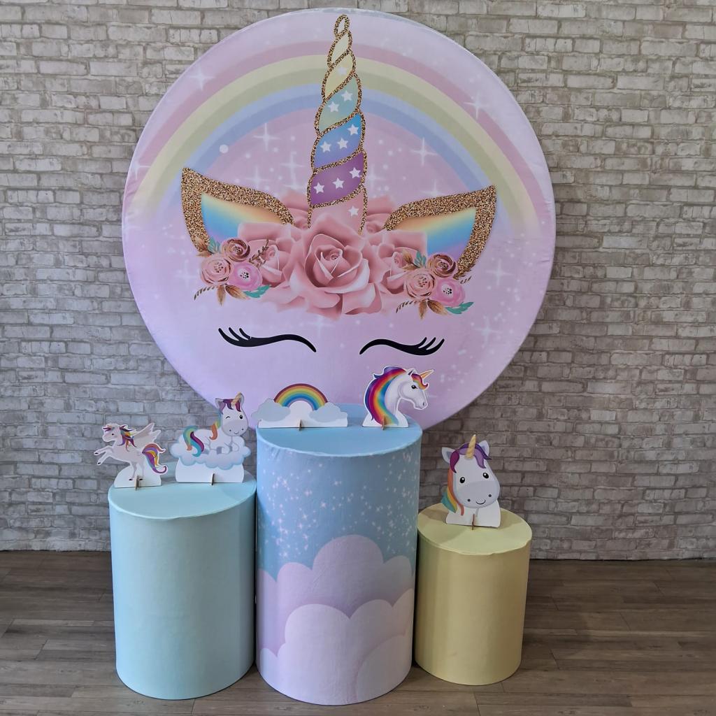 Alugue Tema Para Festa Decoração Unicórnio Tecido ( Modelo 2 ) - Tallentos Decorações 