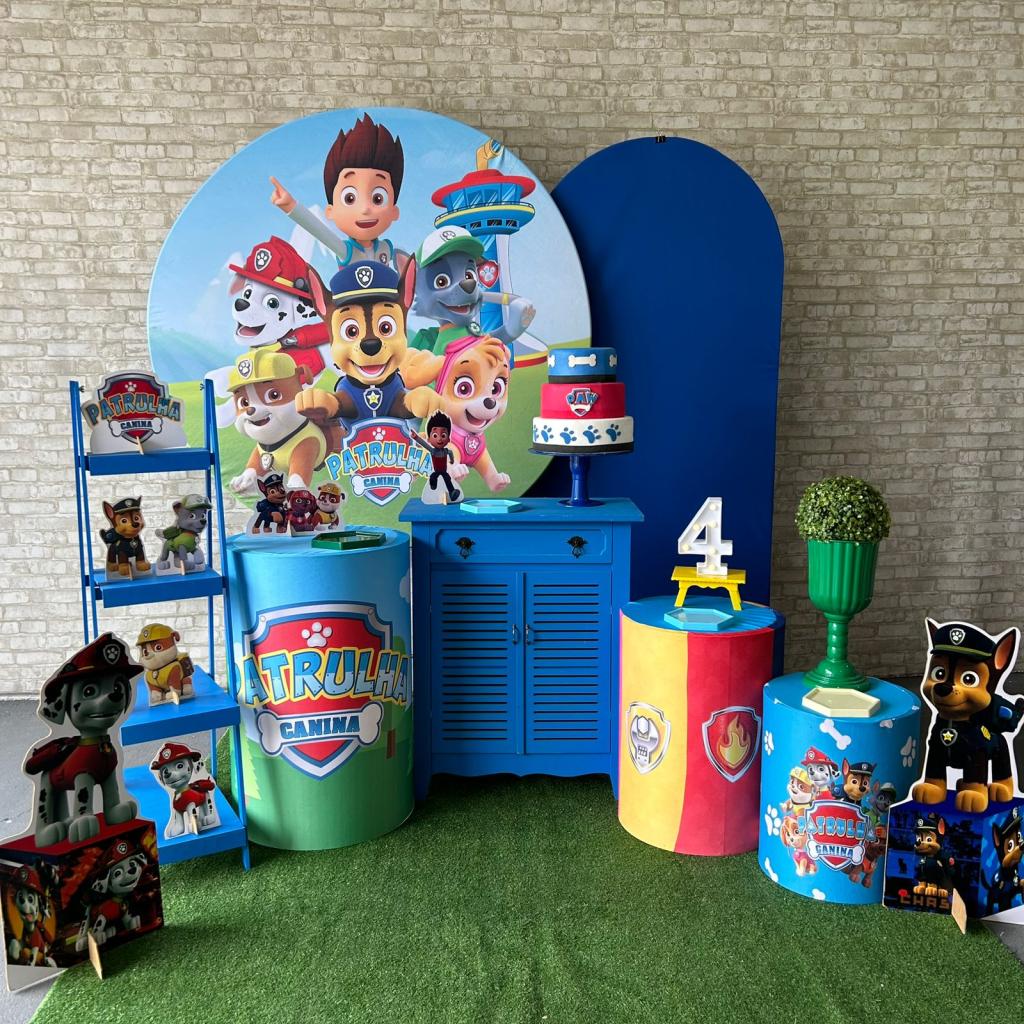 Alugue Tema Para Festa Decoração Patrulha Canina Tecido ( Modelo 3 ) - Tallentos Decorações 
