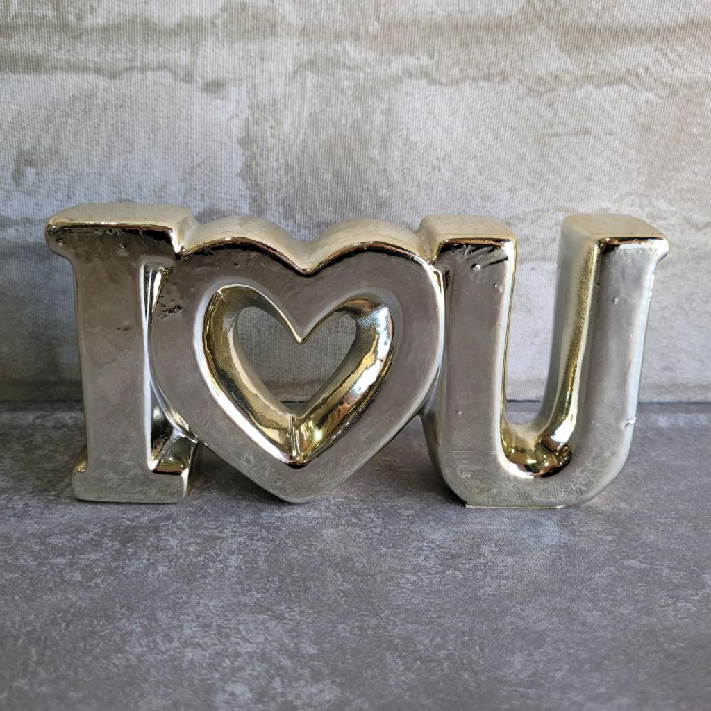 Enfeite Decorativo I Love You Porcelana - Dourado - Dourado - Tallentos Decorações 
