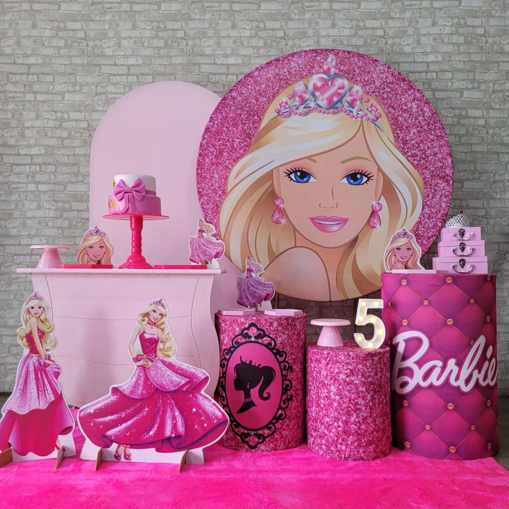 Alugue Tema Para Festa Decoração Barbie Tecido ( Modelo 7 ) - Tallentos Decorações 