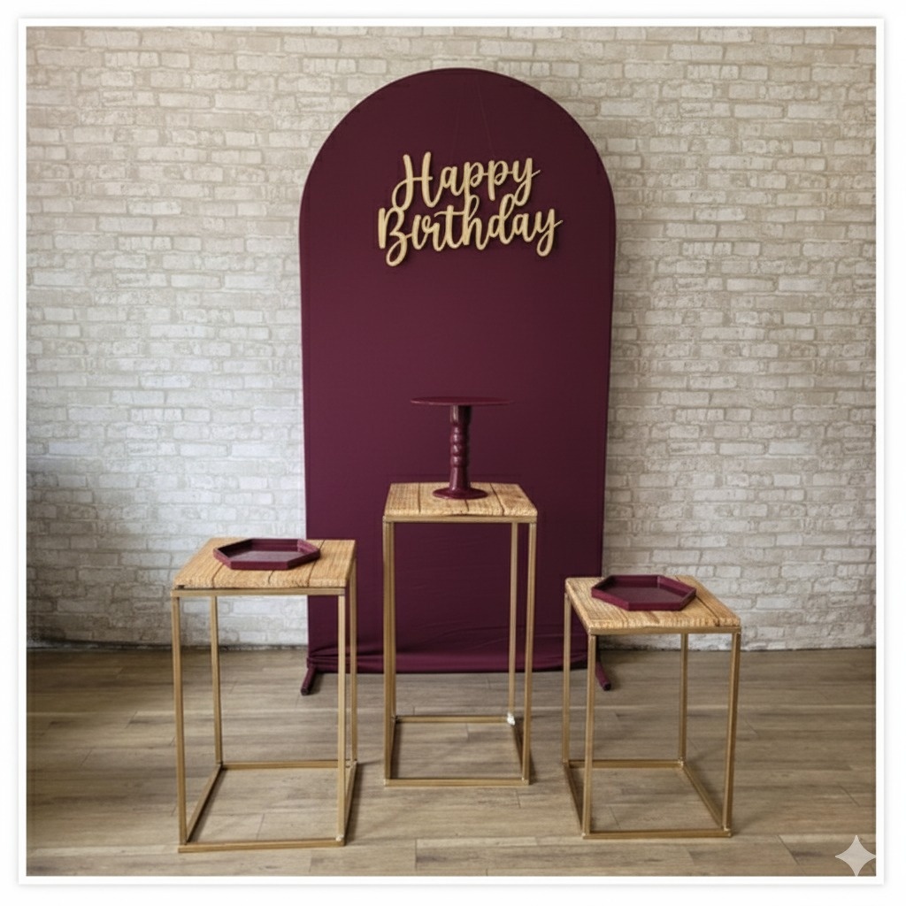 Alugue Tema Para Festa Decoração Happy Vinho Tecido ( Modelo 1 ) - Tallentos Decorações 