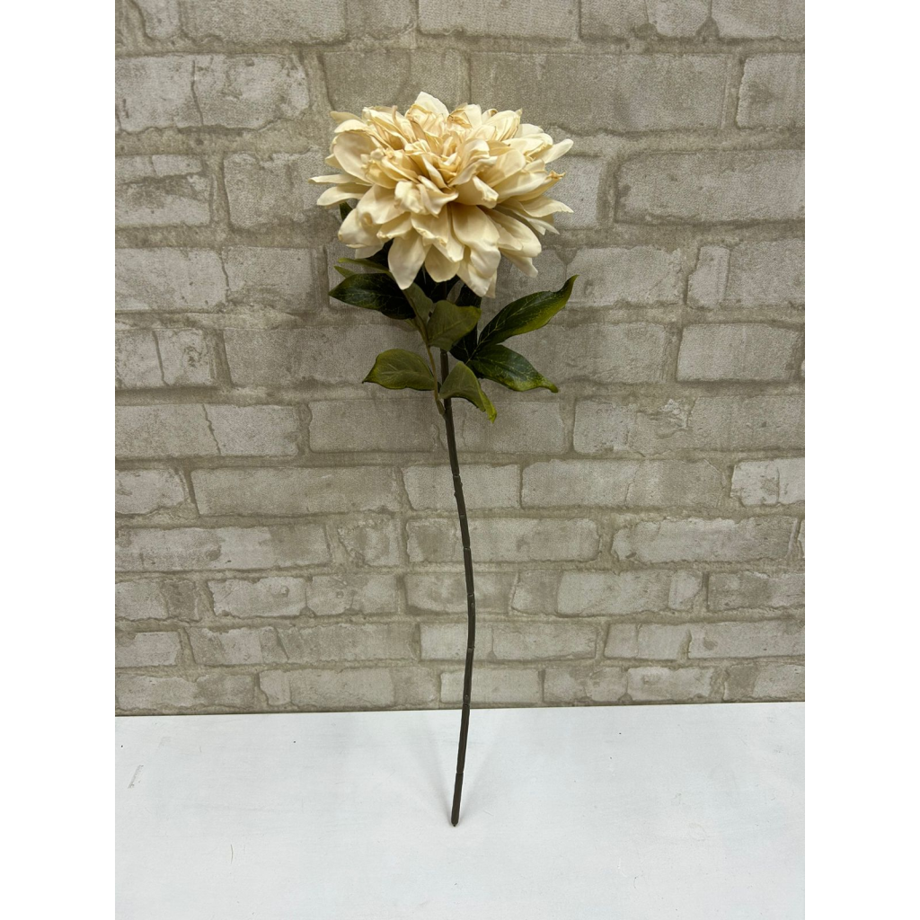 Haste de Dália Em Tecido de 56Cm - Acreme - Flor Seca - Tallentos Decorações 