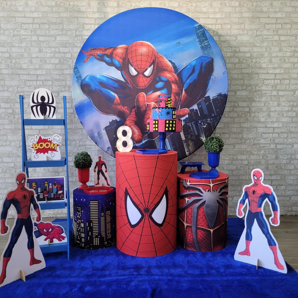 Alugue Tema Para Festa Decoração Homem Aranha Tecido ( Modelo 2 ) - Tallentos Decorações 