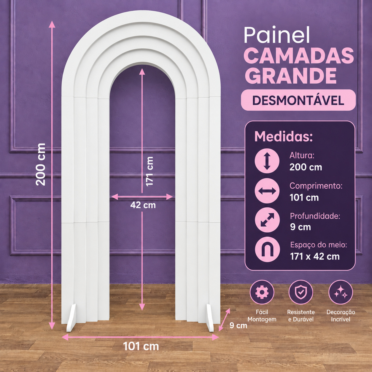 Painel 3D Camadas Desmontável - Tallentos Decorações 