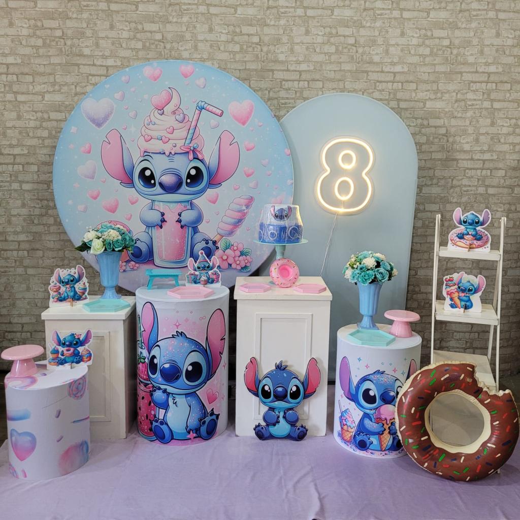 Alugue Tema Para Festa Decoração Lilo Stitch Doce Tecido ( Modelo 3 ) - Tallentos Decorações 