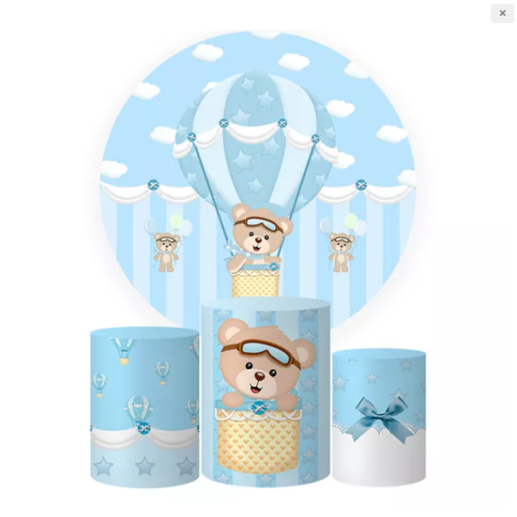 Alugue Tema Para Festa Decoração Ursinho Baloeiro Tecido ( Modelo 1 ) - Tallentos Decorações 