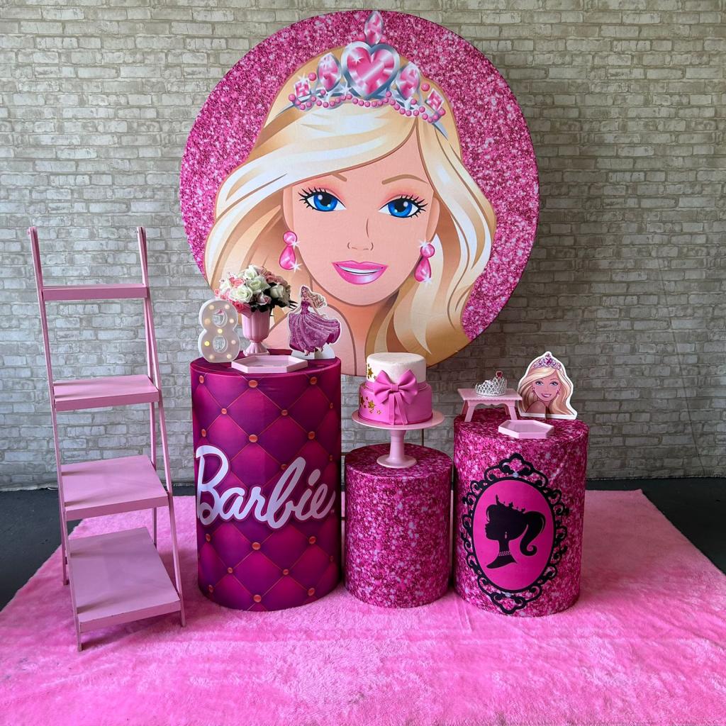 Alugue Tema Para Festa Decoração Barbie Tecido ( Modelo 5 ) - Tallentos Decorações 