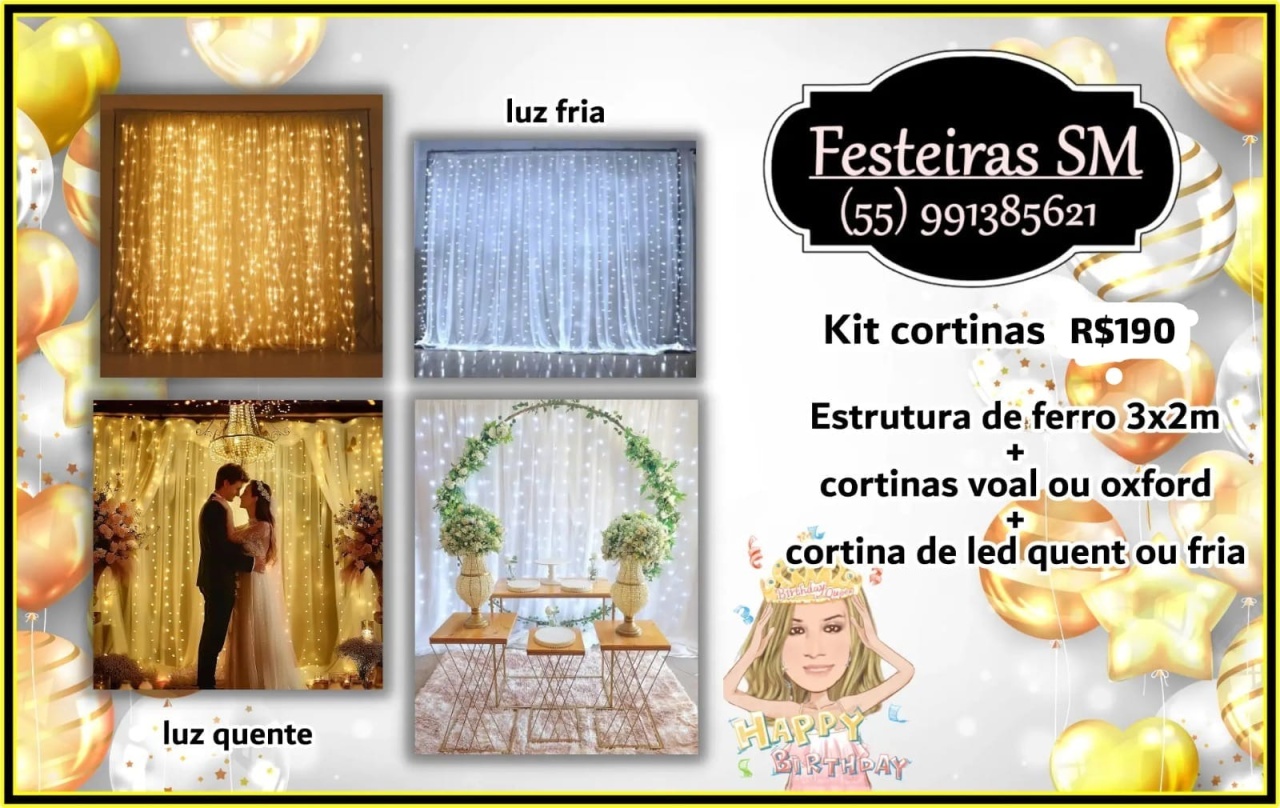 Kit Cortinas - Festeiras Santa Maria  