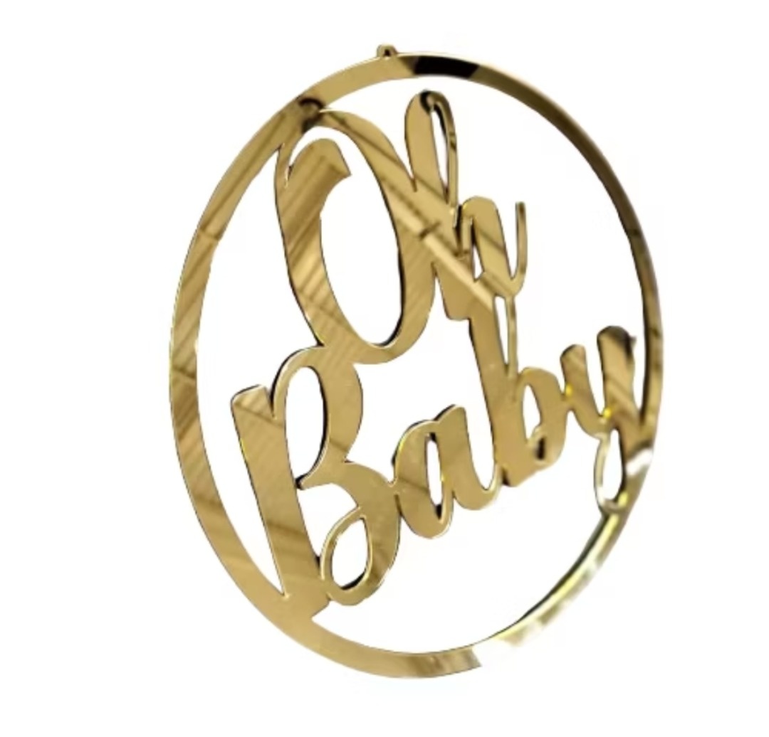 Oh Baby_ Placa Dourada 50Cm - Festeiras Santa Maria  