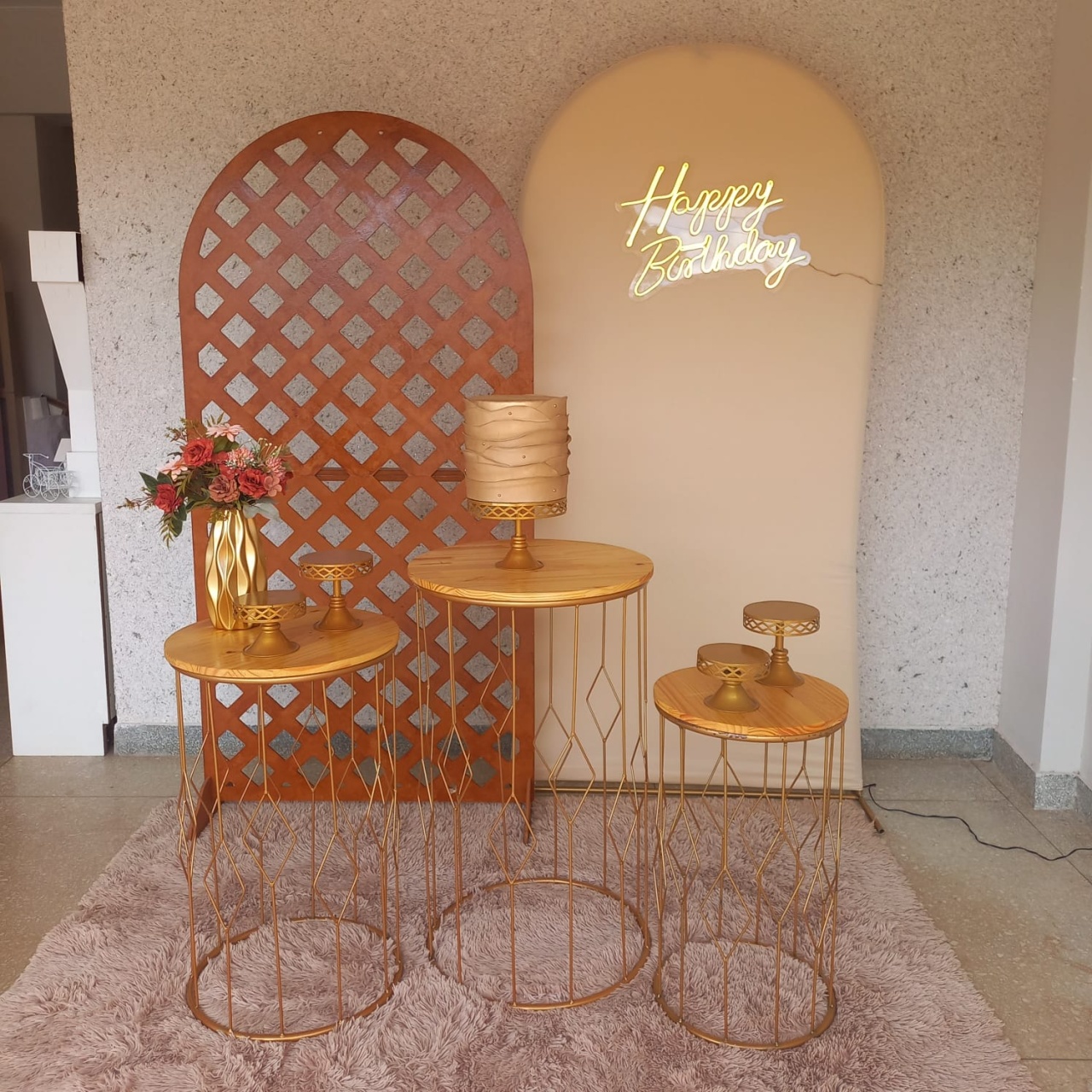 Kit Bege Com Madeira - Jk festas