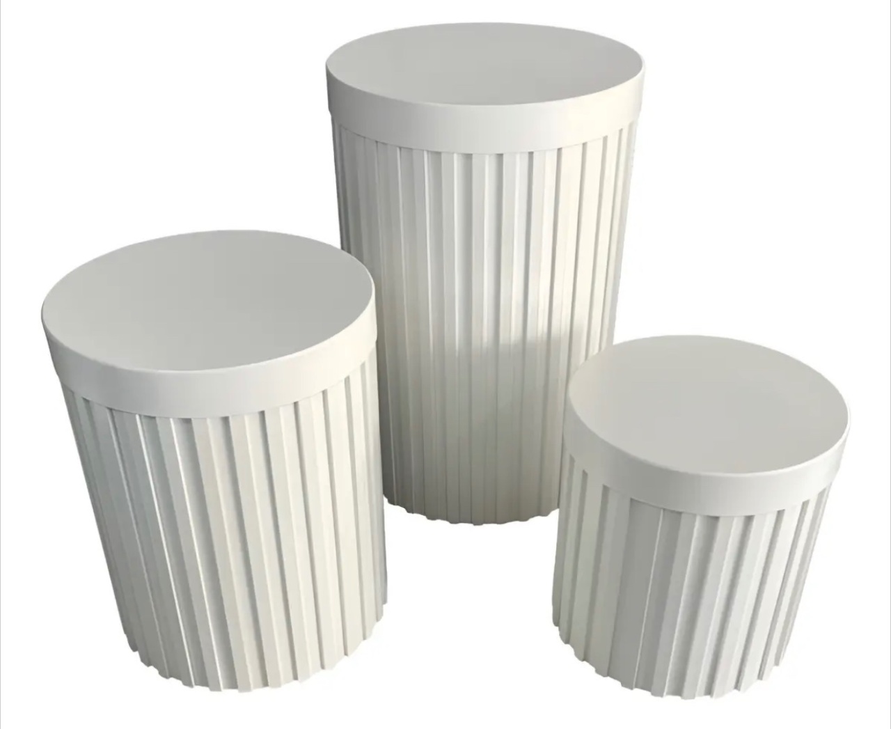 Kit Cilindro Ripado Branco (P,M,G) - Jk festas