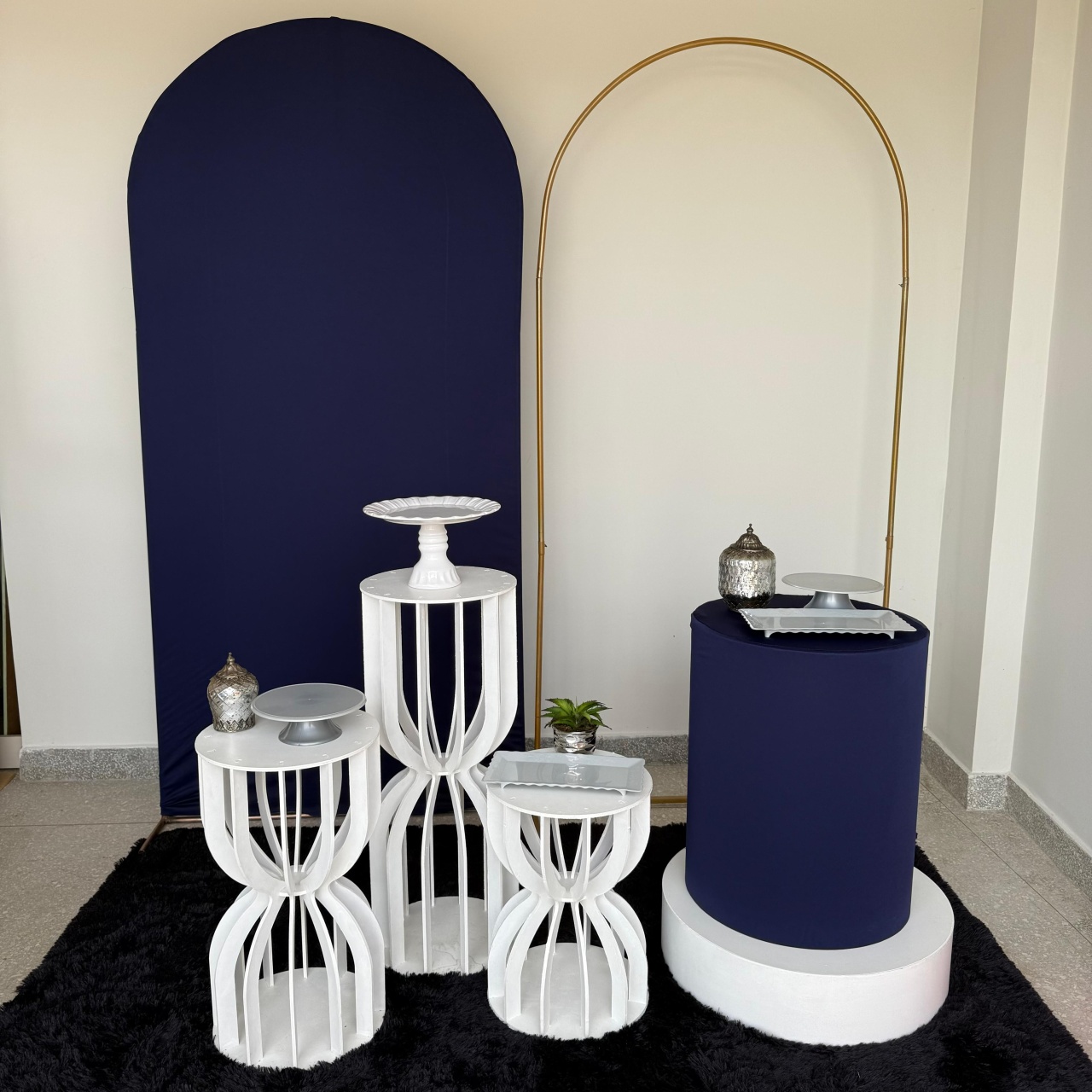 Kit Azul Escuro Com Arco Para Balões - Jk festas
