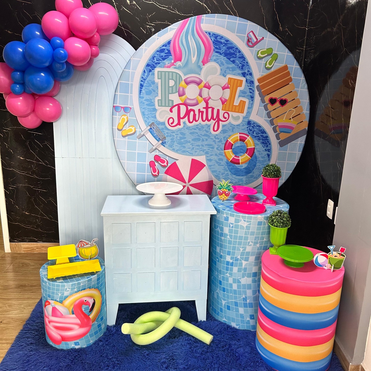 Kit Pool Party Diamante (Cômoda Azul) - Jk festas