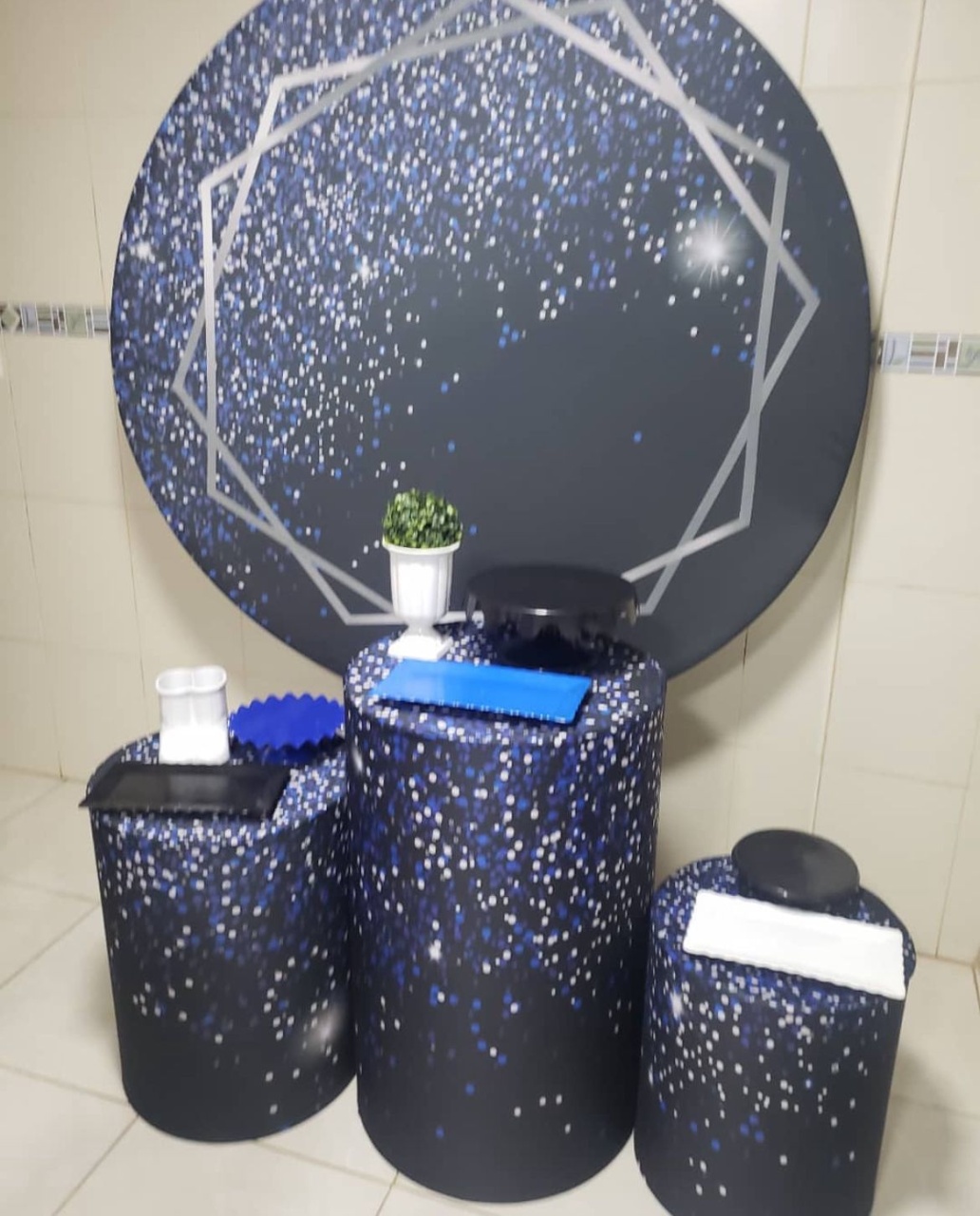 Kit Gliter Preto Com Prata E Azul - Jk festas