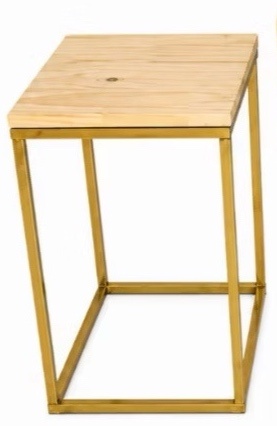 Mesa Quadrada Metal Com Tampo de Madeira (P) - Jk festas