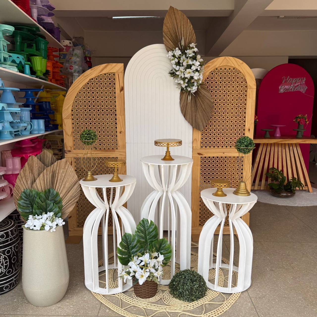 Kit Branco Com Madeira Telada Casamento / Aniversario Mulher Ou Homem - Jk festas