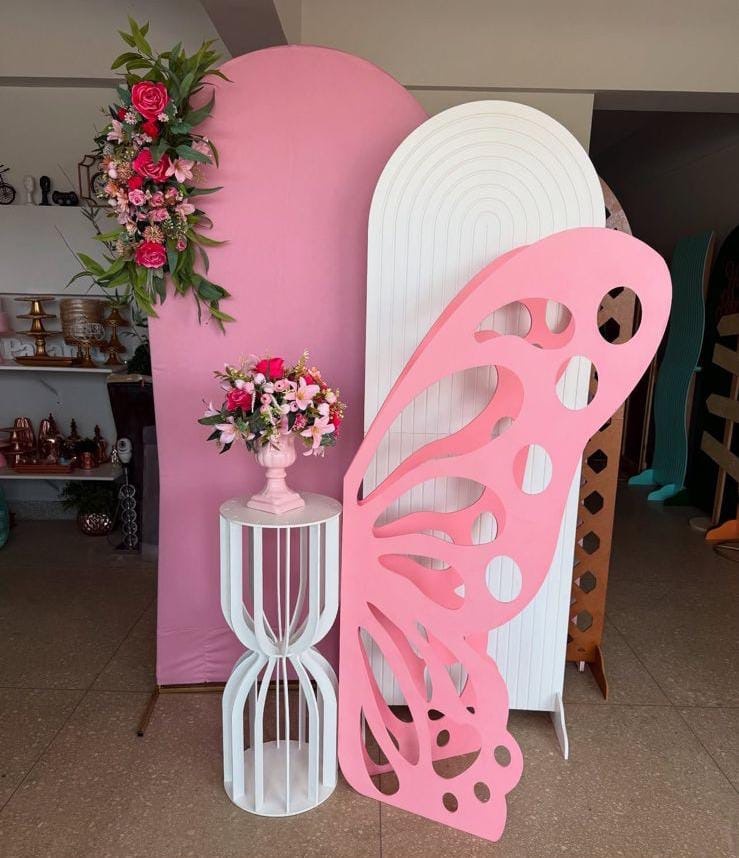 Kit Borboleta Rosa Com Flores - Jk festas