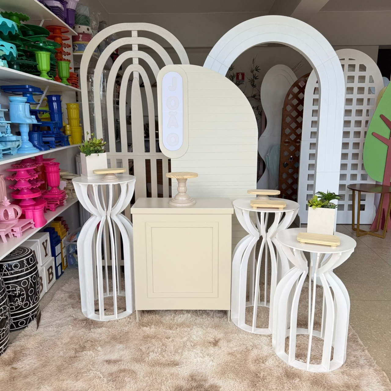 Kit de Bebe / Fralda Branco Com Bege 2 - Jk festas