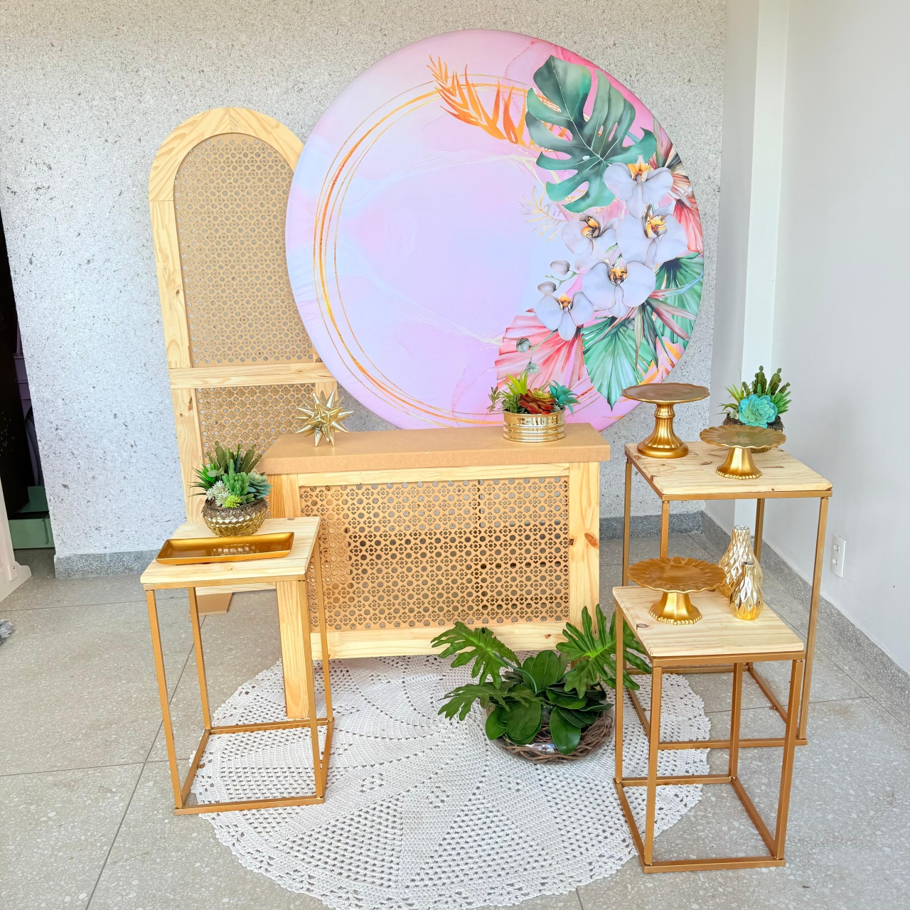 Kit Floral Com Madeira Telada - Jk festas