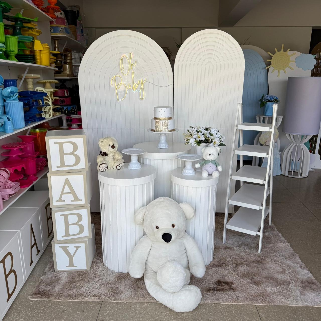 Kit de Bebe / Fralda Branco 3 - Jk festas