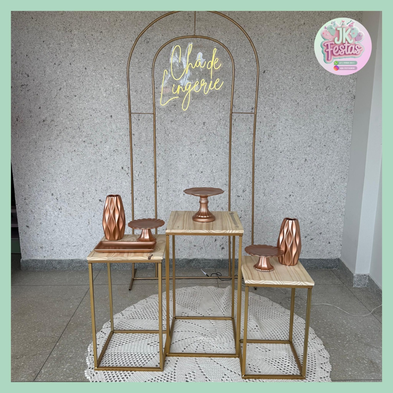 Kit Dourado Com Rose (Pode Trocar A Placa de Led) - Jk festas