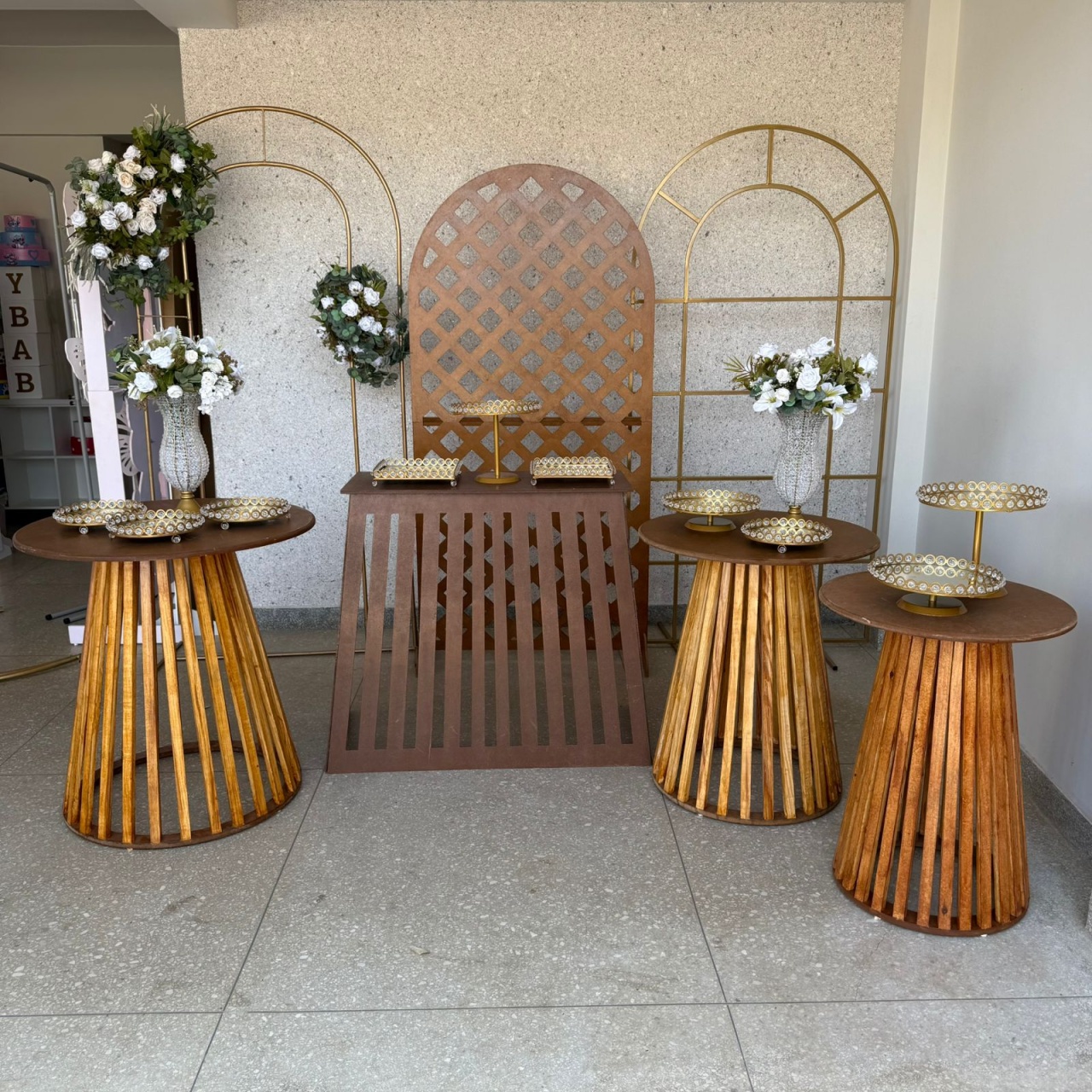 Kit Madeira Com Dourado Casamento / Aniversario Mulher Ou Homem - Jk festas