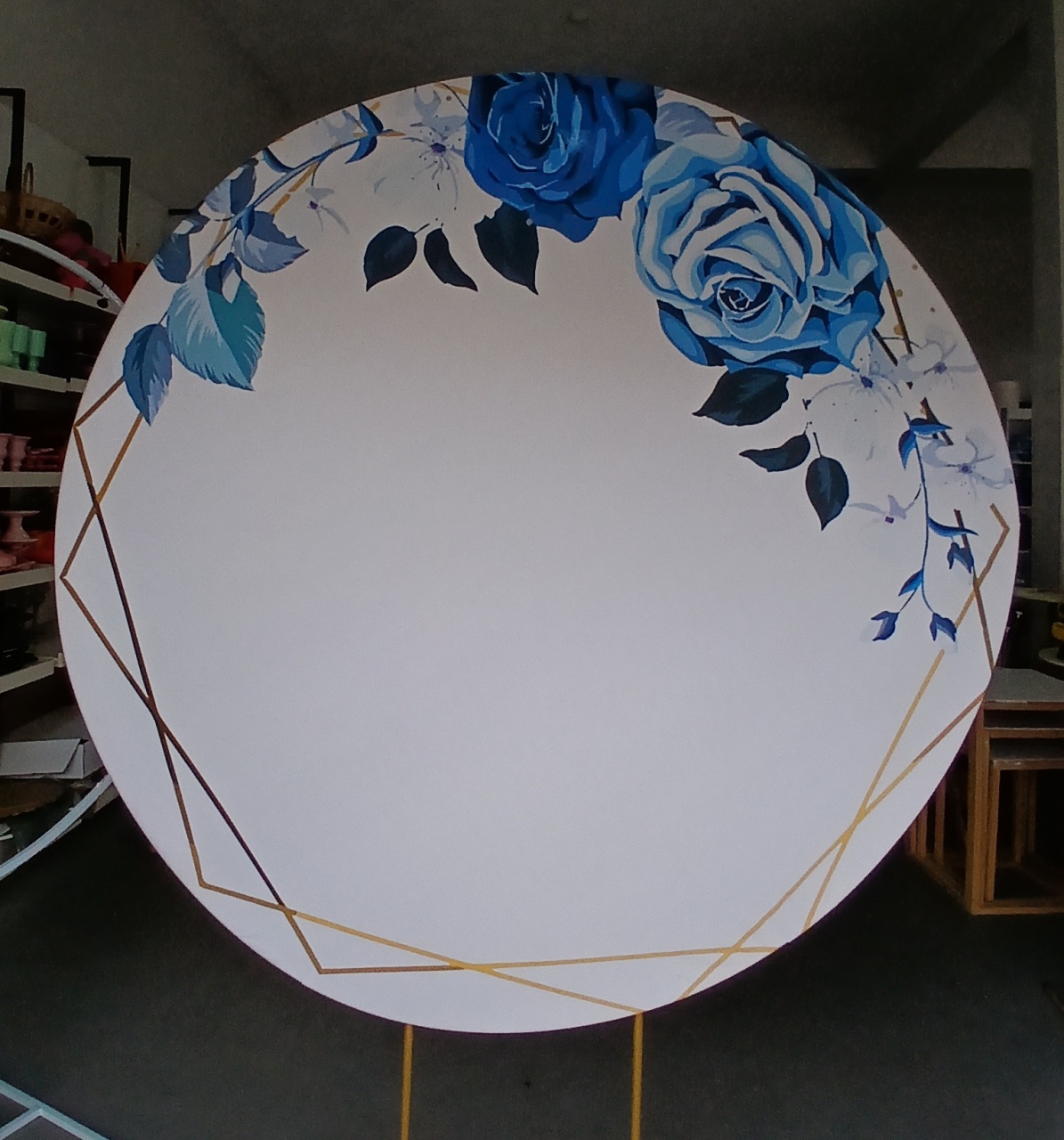 Painel Redondo Floral Azul - BEMDEFESTA