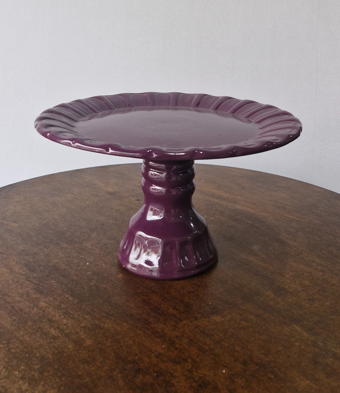 Boleira Cerâmica Redonda Roxo G - BEMDEFESTA